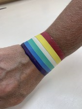 Latex Gay Pride Rainbow Wrist cuff rubber fetish Wear bondage bdsm all sizes