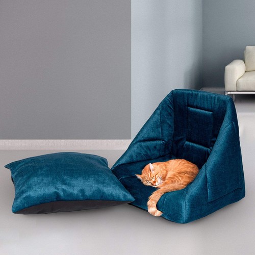 Blue cat tent pet bed - in,
