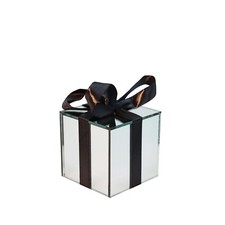 Primus Mirrored Glass LED Light Up Gift Box Christmas Table Top Decoration