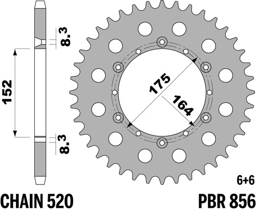 Pbr rear sprocket black - black, in