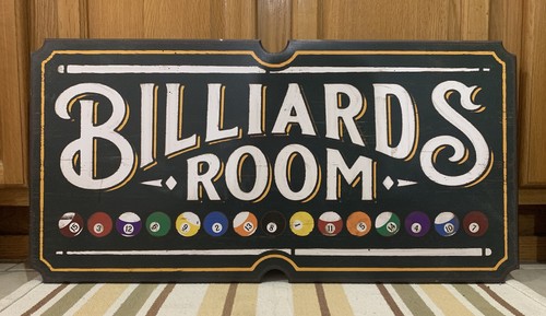 Billiards sign wood - pool, stick