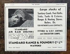 'Standard' Air Raid Shelters Watford - 1939 Press Cutting 529