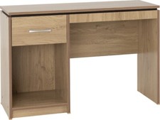 Oak Effect With Walnut Trim 1 Drawer Desk  W110cm x D40cm x H74.5cm CHARLEY