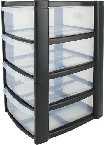 Drawer clear black plastic - clear, &