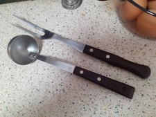 VINTAGE PRESTIGE KITCHEN UTENSILS - TEAK HANDLE, LADLE & CARVING FORK