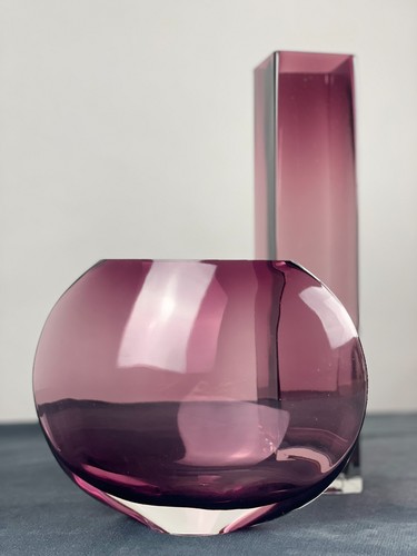 Pair purple art glass - pair,