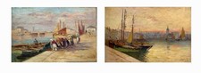 Painting Antique, Port - Sand D’Olonne 1917
