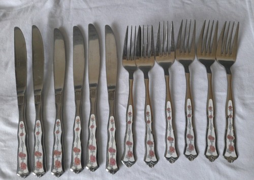 Vintage rose cutlery set - cutlery,