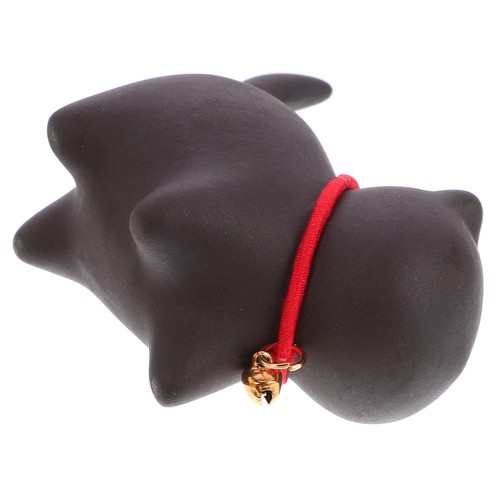Purple clay cat figurine - figurine,