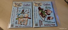2 x Popcorn The Bear Rubber Stamps "Christmas Hugs" and "Beary Merry Christmas"
