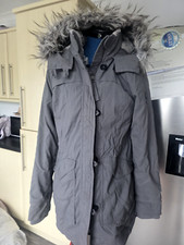 Hollister Heritage Collection Coat GREY FUR TRIM HOODED PARKA  SIZE SMALL
