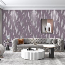 Glitter Damask Silver Grey Wallpaper Roll Embossed Non-Woven Textured Wall Decor