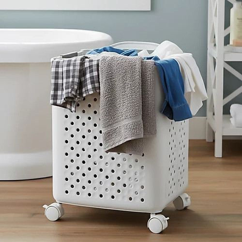 White foldable laundry basket - foldable,
