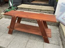 Salvaged mahogany hand crafted vintage retro MCM design shoe rack / TV stand