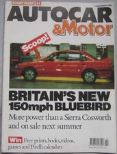Autocar magazine 13/12/1989 featuring Peugeot 405 Mi 16x4, Mercedes, Volvo