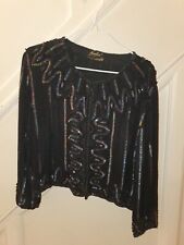 Kuku By Sudi heavily sequinned and beaded Silk Black Trophy Jacket