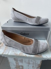 Gabor Shoes Womens Grey  Suede Leather Pumps Slip On  Comfort Uk 7.5 New