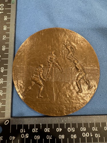 Bronze tennis sports medal - bronze,