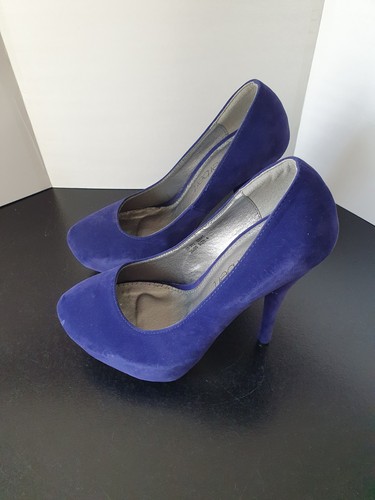 Ladies navy blue suede court - ladies,