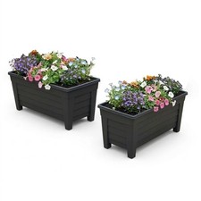 2 Black Trough Planter 55cm