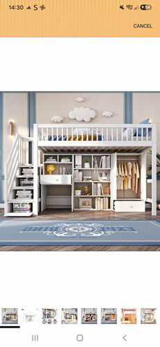 Children white wooden loft - white,