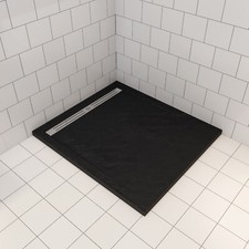 Black Stone Tray 1200x700mm Shower Bathroom Enclosure Free Waste Slimline 30mm