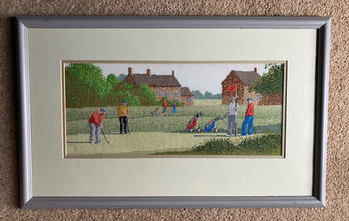 Framed golf cross - golf, stitch
