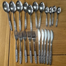 Vintage Sheffield Double Swirl Design stainless  Steel Cutlery Set 21 Piece