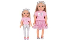 DesignAfriend Big Sister 18" & Little Sister 14" Doll Set