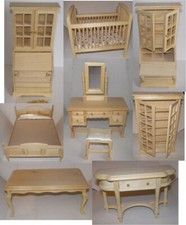  DOLLS HOUSE  1:12 SCALE NATURAL UNFINISHED  BARE WOOD FURNITURE TO CHOOSE FROM