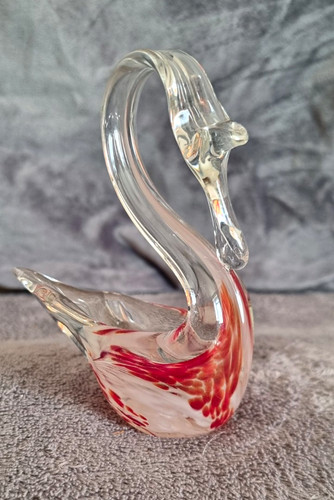 Clear red art glass - red, swan