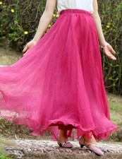 Women Chiffon Long Skirts High