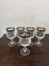 Lovely Vintage Murano Medici Crystal  Wine Glass Glasses Engraved Silver Rim