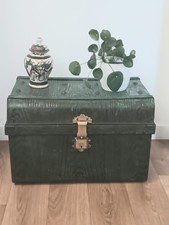 Vintage Tin Travel Trunk Railway Trunk Steamer Trunk Coffee Table Side Table