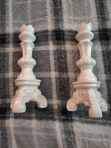 Vintage white porcelain - white, candle