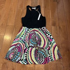 NWT Womens Alice & Trixie Devra Racerback Dress Black Pink Silk sz M $258