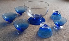 Italian glass dessert bowl & 6