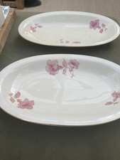 Pair Vintage Fürstenberg Design Porcelain Serving Plates Germany white and pink 