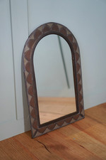 Vintage Moroccan Arched Copper Brass Framed Wall Mirror