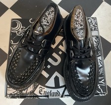 TUK A6806 BLACK LOW ROUND CREEPER SHOES, 2 EYELETS, UK8 US9 EU42, K098