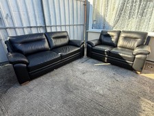 Black Leather 3 And 2 Sofas
