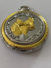 PWL - Large gold and silver decorative horse pocket watch - Untested