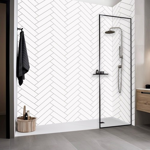 White chevron gloss tile - white,