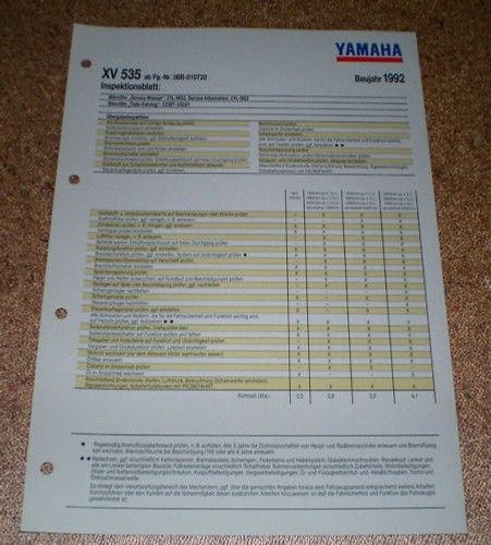 Inspection sheet yamaha 535 - inspection,