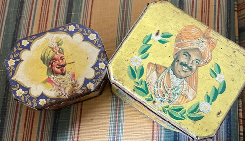 Vintage octagonal tea tins - vintage,