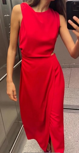 Zara long dress red sleeveless - zara,
