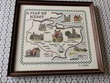 Vintage Framed Embroidered Map
