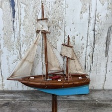Vintage Wooden Scratch Built Model Pond Yacht