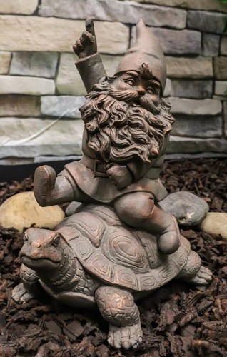 Adventurous gnome sitting - adventurous,