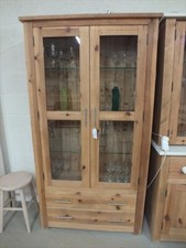 CLEARANCE RECLAIMED 2 DOOR GLASS DISPLAY CABINET HAND MADE RUSTIC EX-DISPLAY